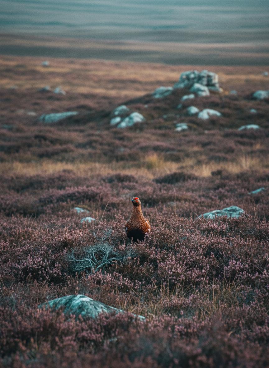 Grouse in heather